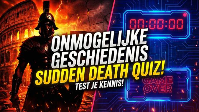 Banner for Denk jij alles te weten over geschiedenis? Test je kennis met deze onmogelijk moeilijke sudden death quiz!