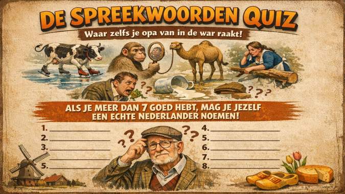 Banner for 10 vragen over Nederlandse spreekwoorden waar zelfs je opa van in de war raakt