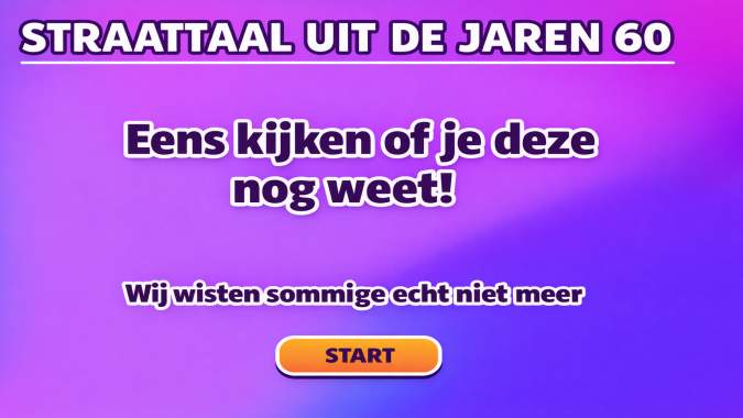Banner for Jaren 60 straattaal quiz