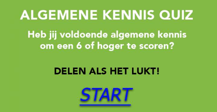 Banner for Wat voor een score ga jij behalen in deze algemene kennis quiz?